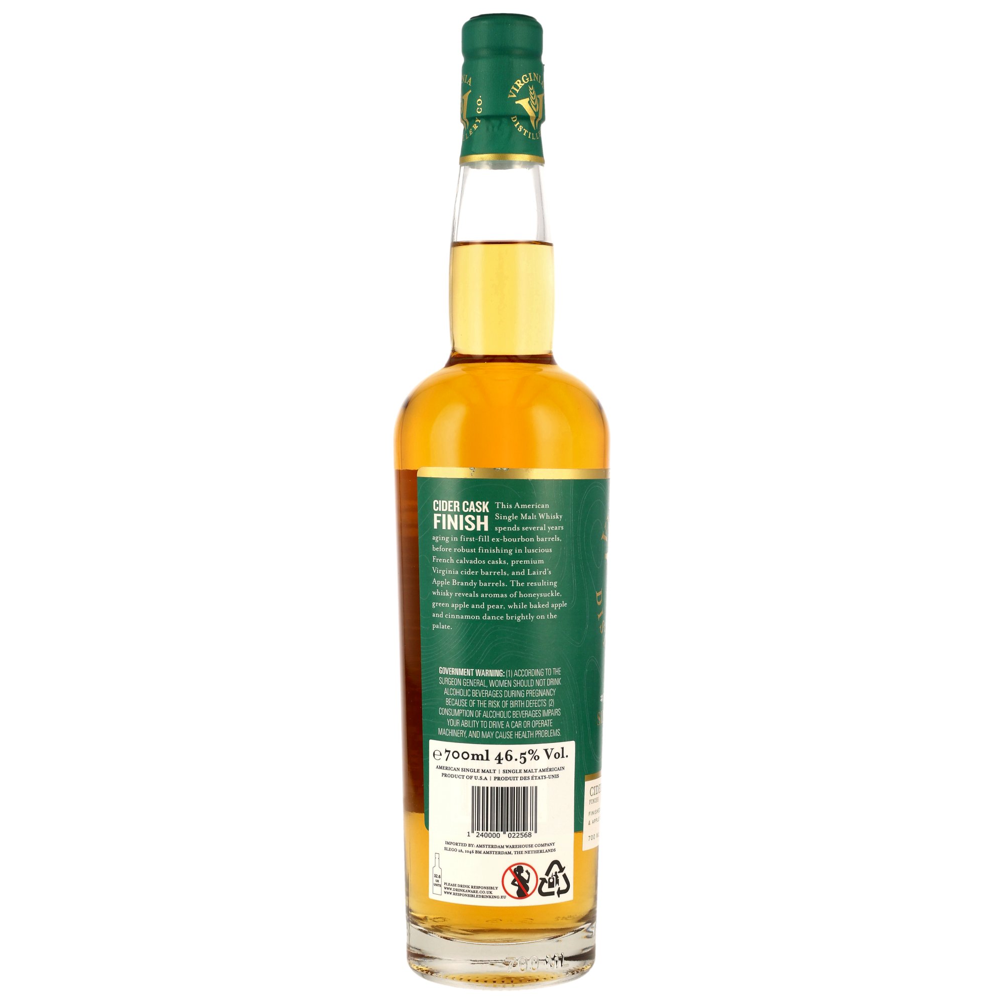 Virginia Distillery American Single Malt - 1st Fill BourbonCasks, Cider, Calvados & Apple Brandy Casks Finish
