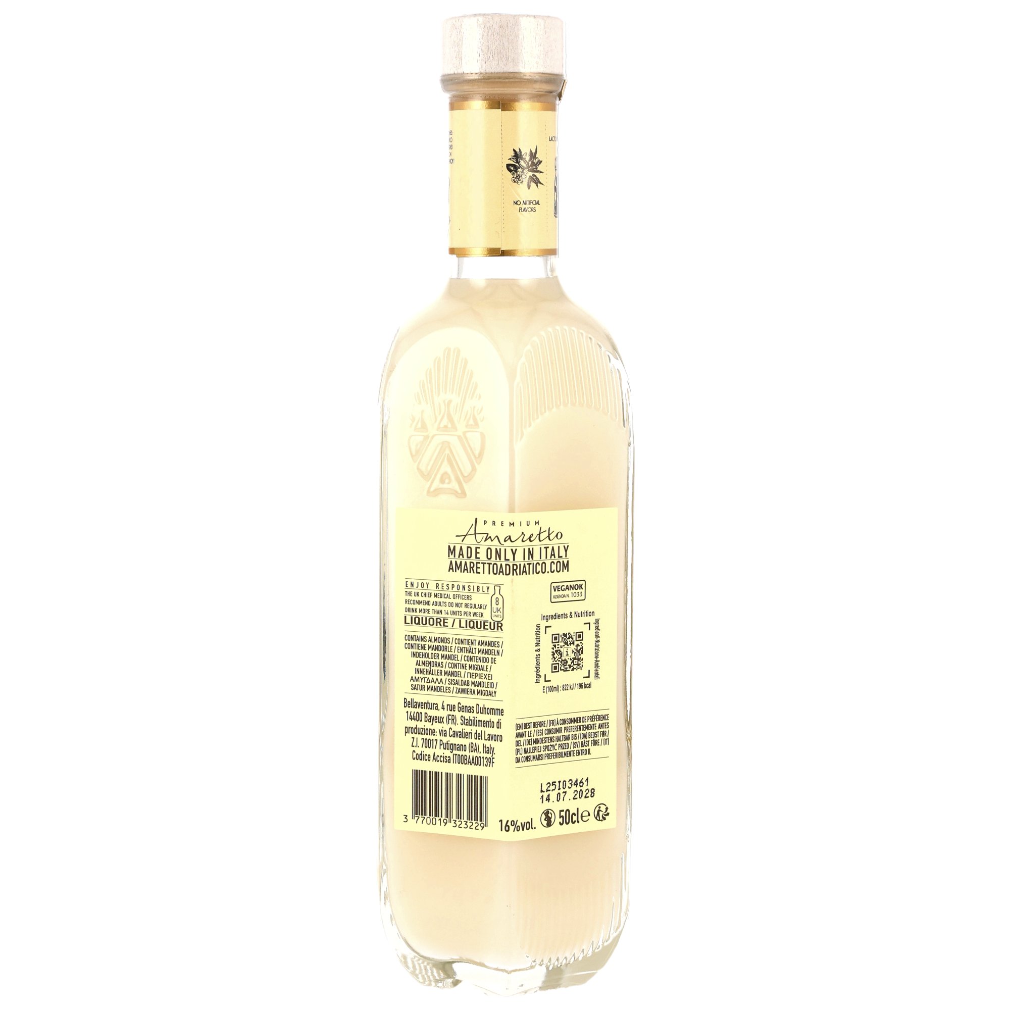 Adriatico Amaretto Bianco Liqueur - 500ml - MHD: 07/28