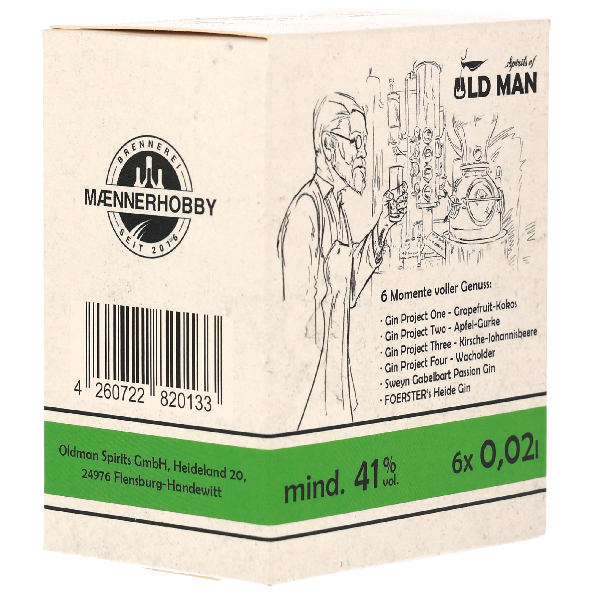 Oldman Gin Tastingbox 6x0,02l Neue Ausstattung