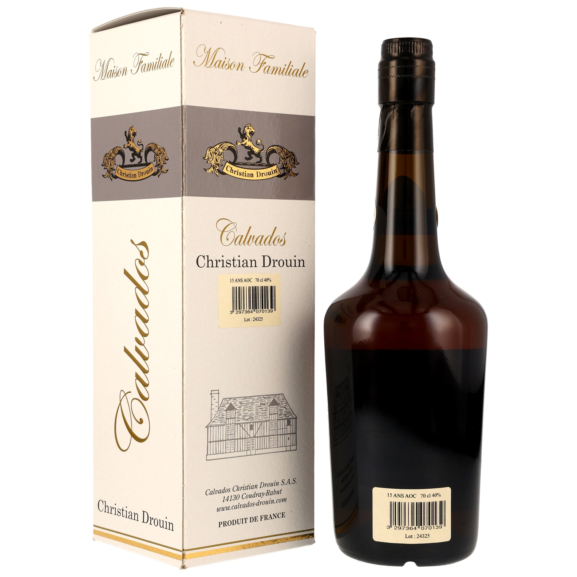 Christian Drouin 15 ans d'âge Calvados A.O.C - neue Ausstattung