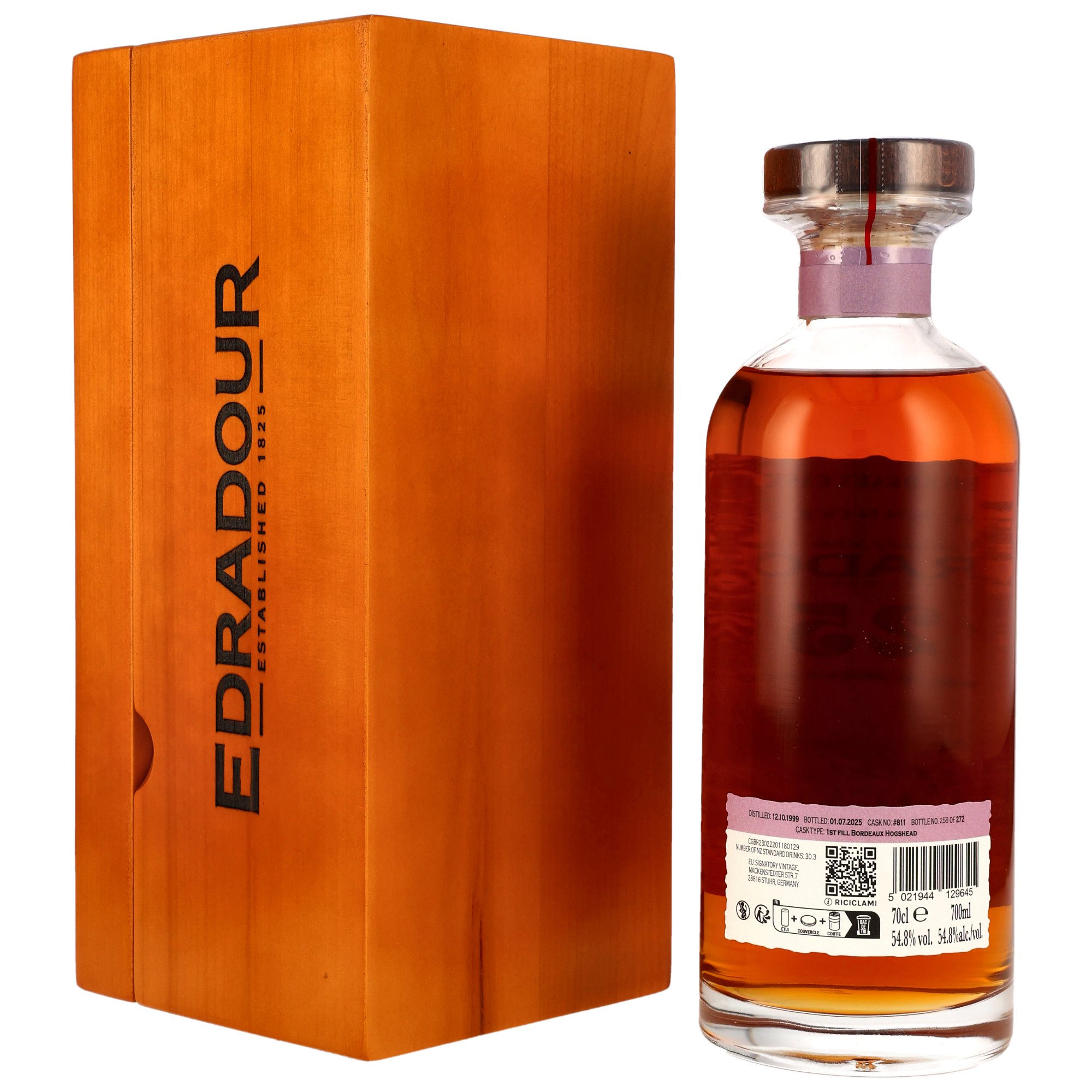 Edradour 1999/2025 - 25 y.o. - 1st Fill Bordeaux Cask #811 - 200th Anniversary