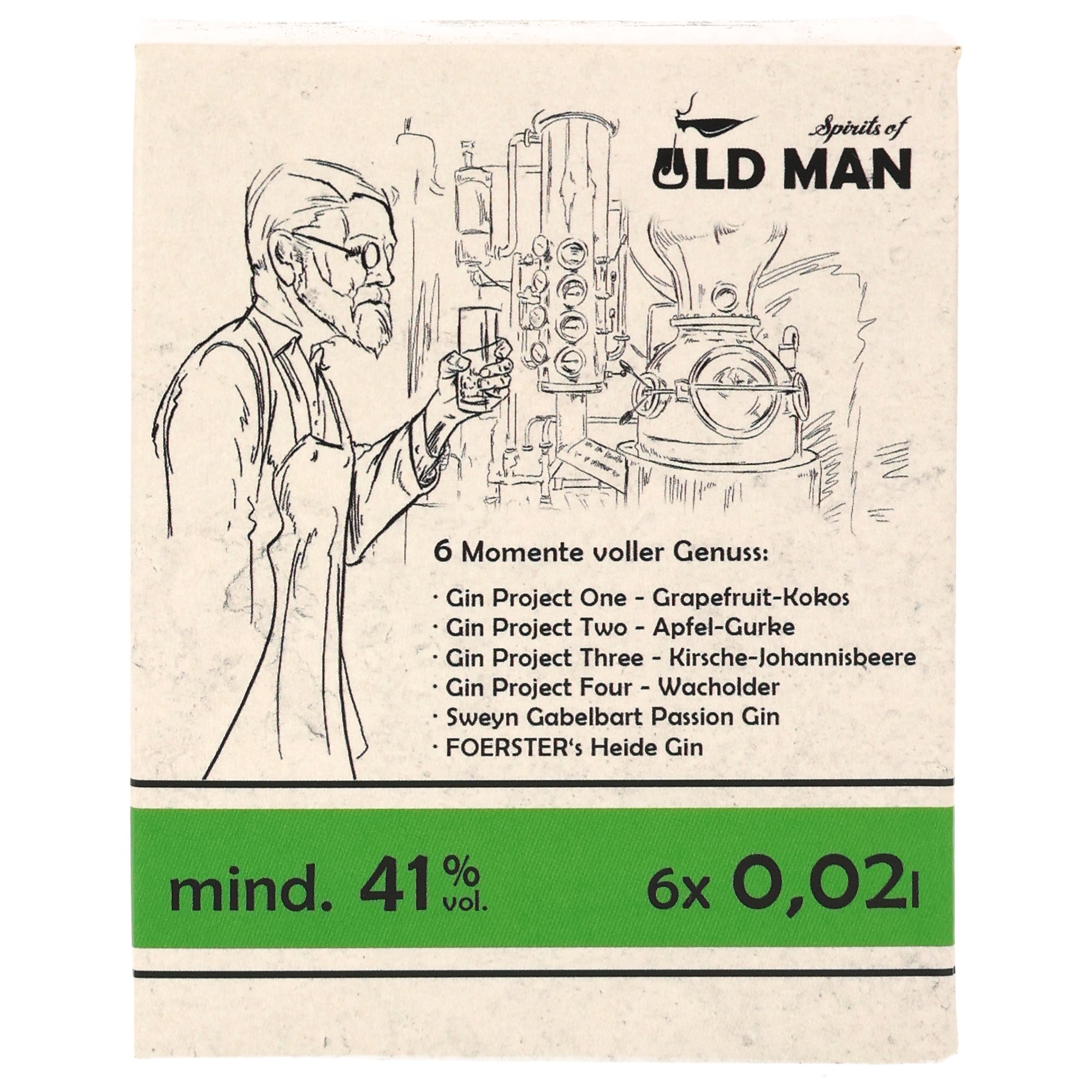 Oldman Gin Tastingbox 6x0,02l Neue Ausstattung