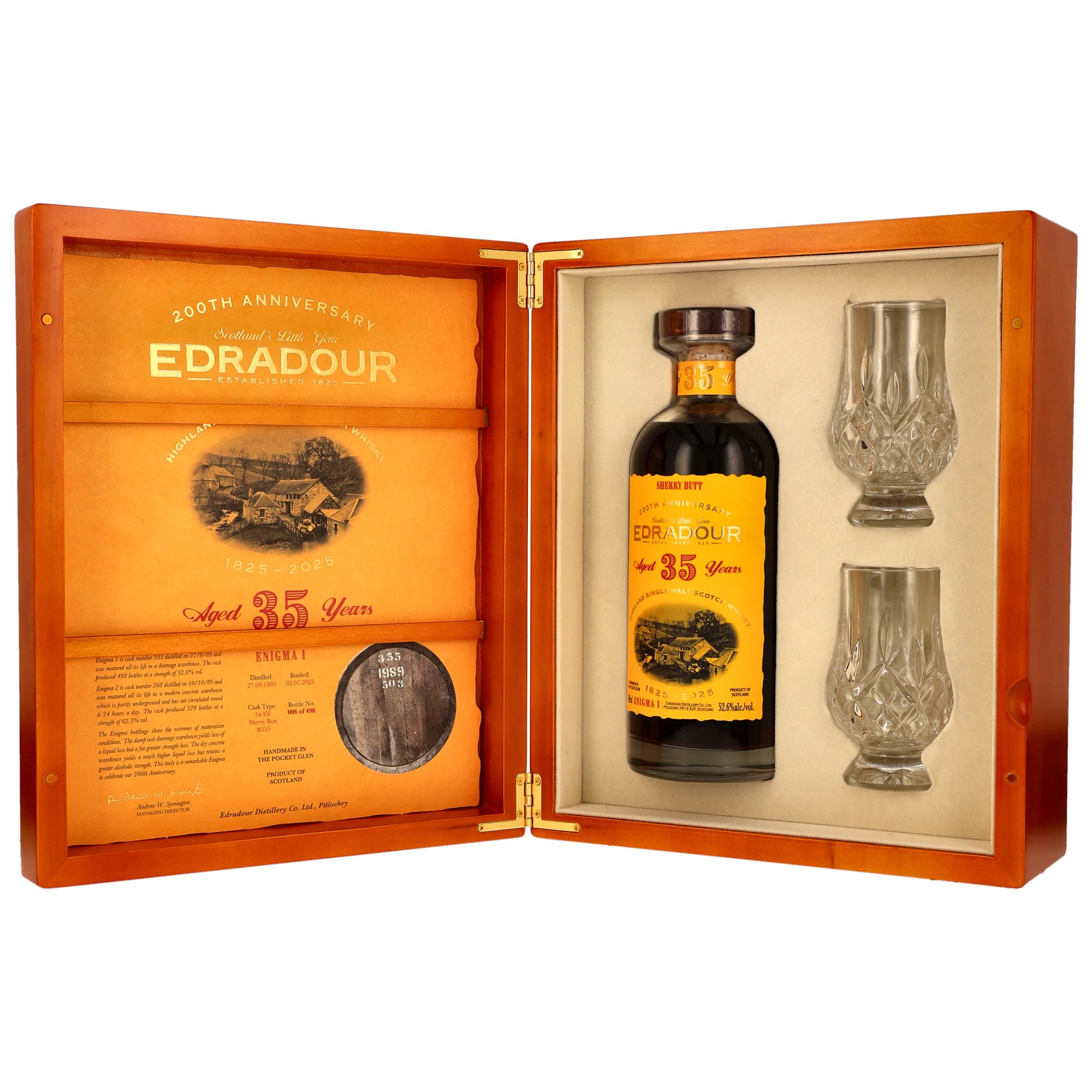 Edradour 1989/2025 - 35 y.o. - Enigma Part 1 - 1st Fill Sherry Butt #355 - 200th Anniversary