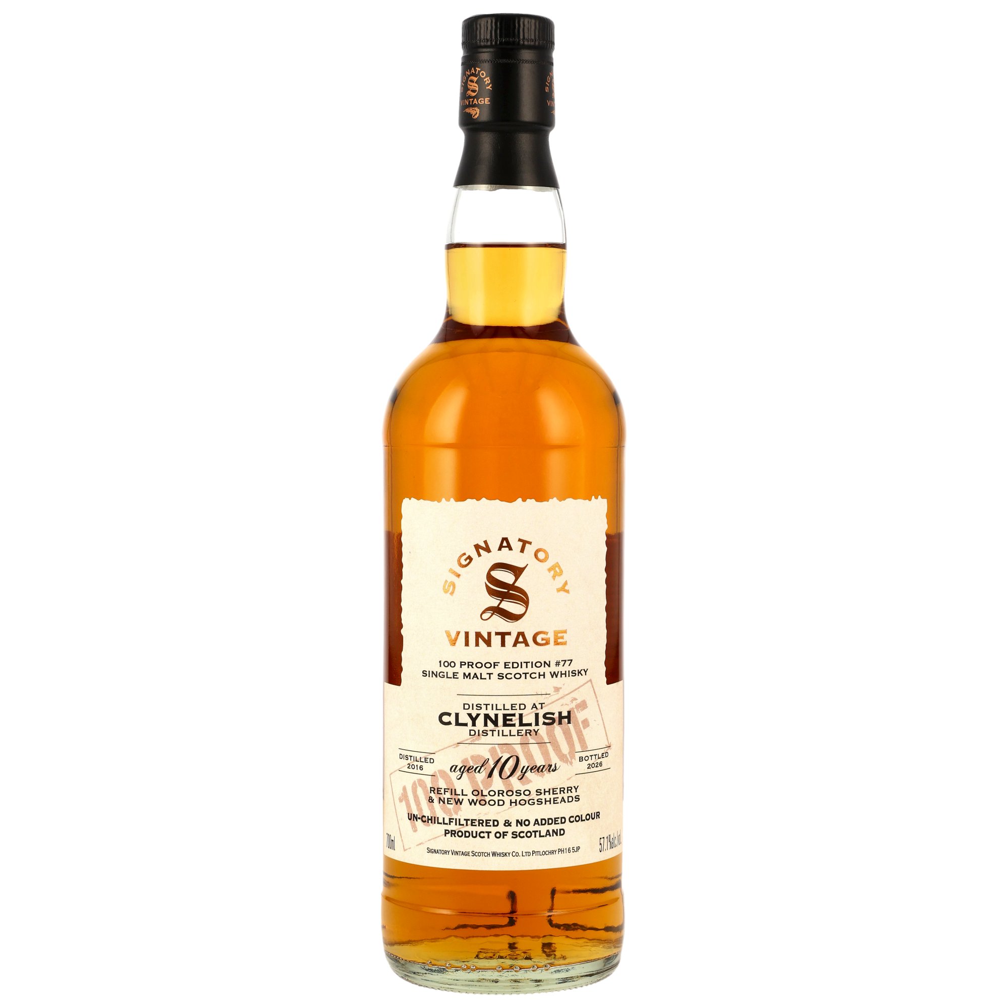 Clynelish 2016/2026 - 10 y.o. - Refill Oloroso Sherry & New Wood Casks - Signatory 100 PROOF Edition #77