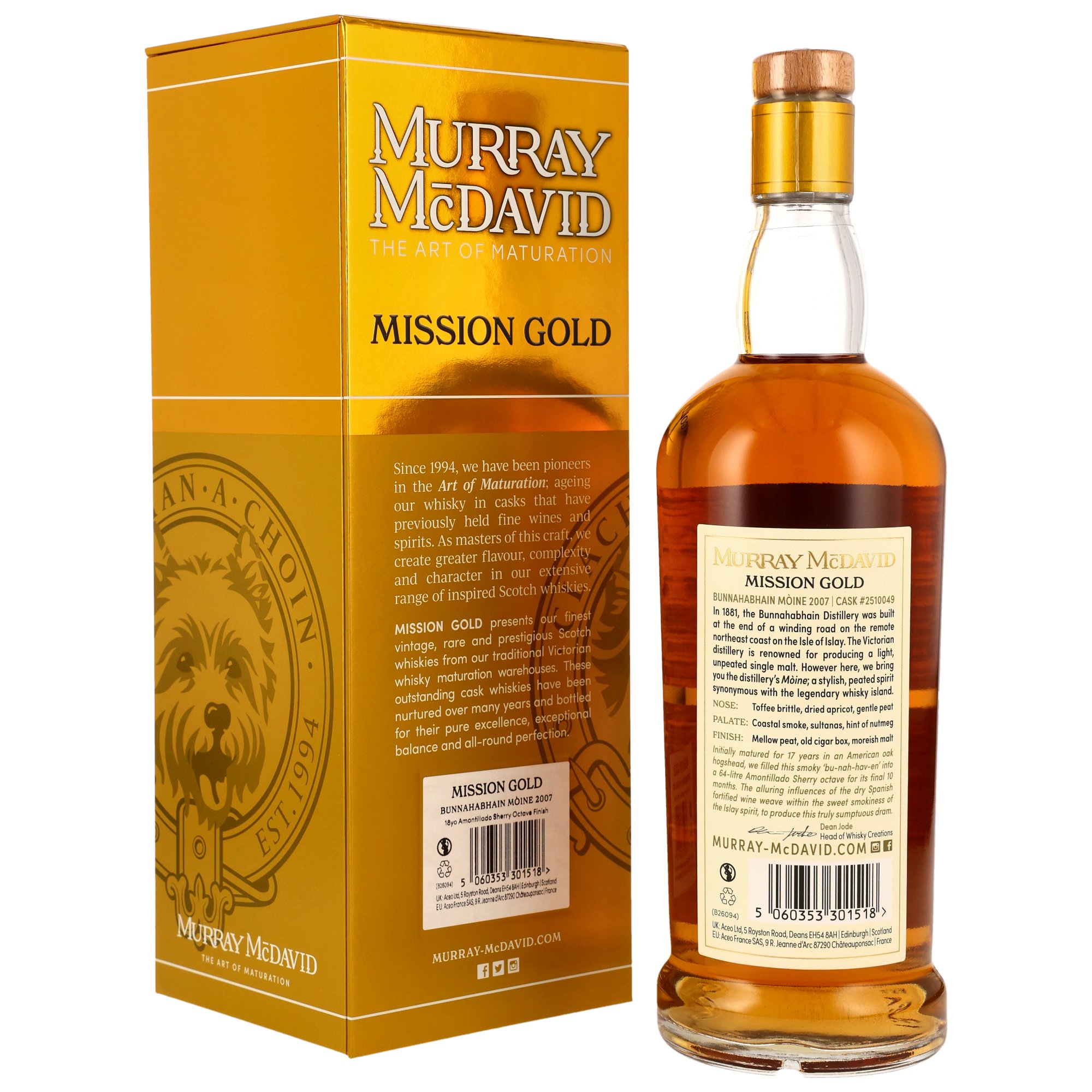 Bunnahabhain Moine 2007/2026 - 18 y.o. - Amontillado Sherry Octave Cask Finish #2510049 - Murray McDavid
