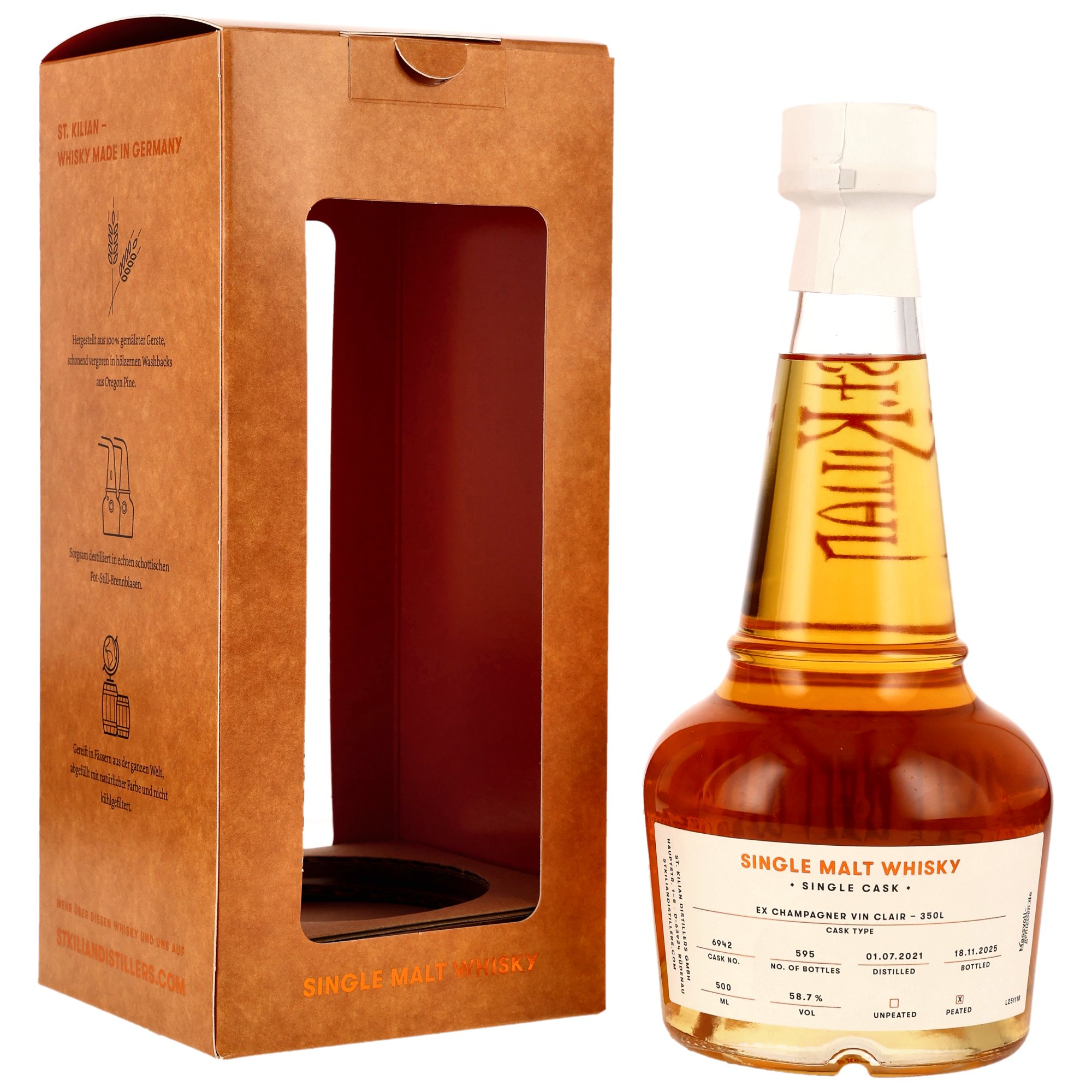 St. Kilian 2021/2025 - 4 y.o. - Peated Ex Champagner Vin Clair Cask #6942