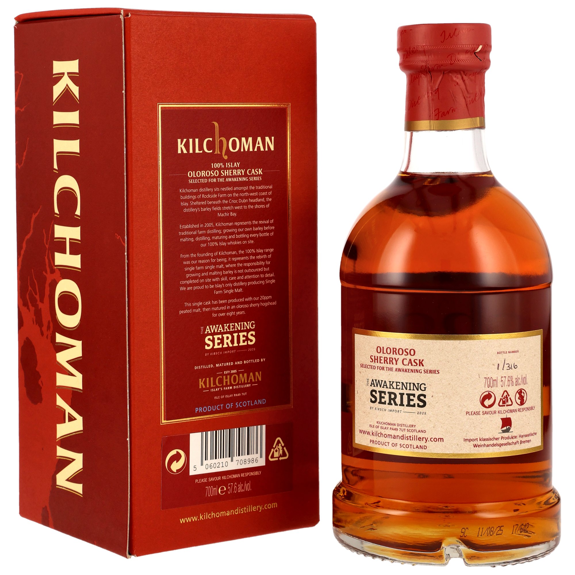 Kilchoman 2017/2025 - 8 y.o. - Oloroso Sherry Cask #17/642 - The Awakening Series