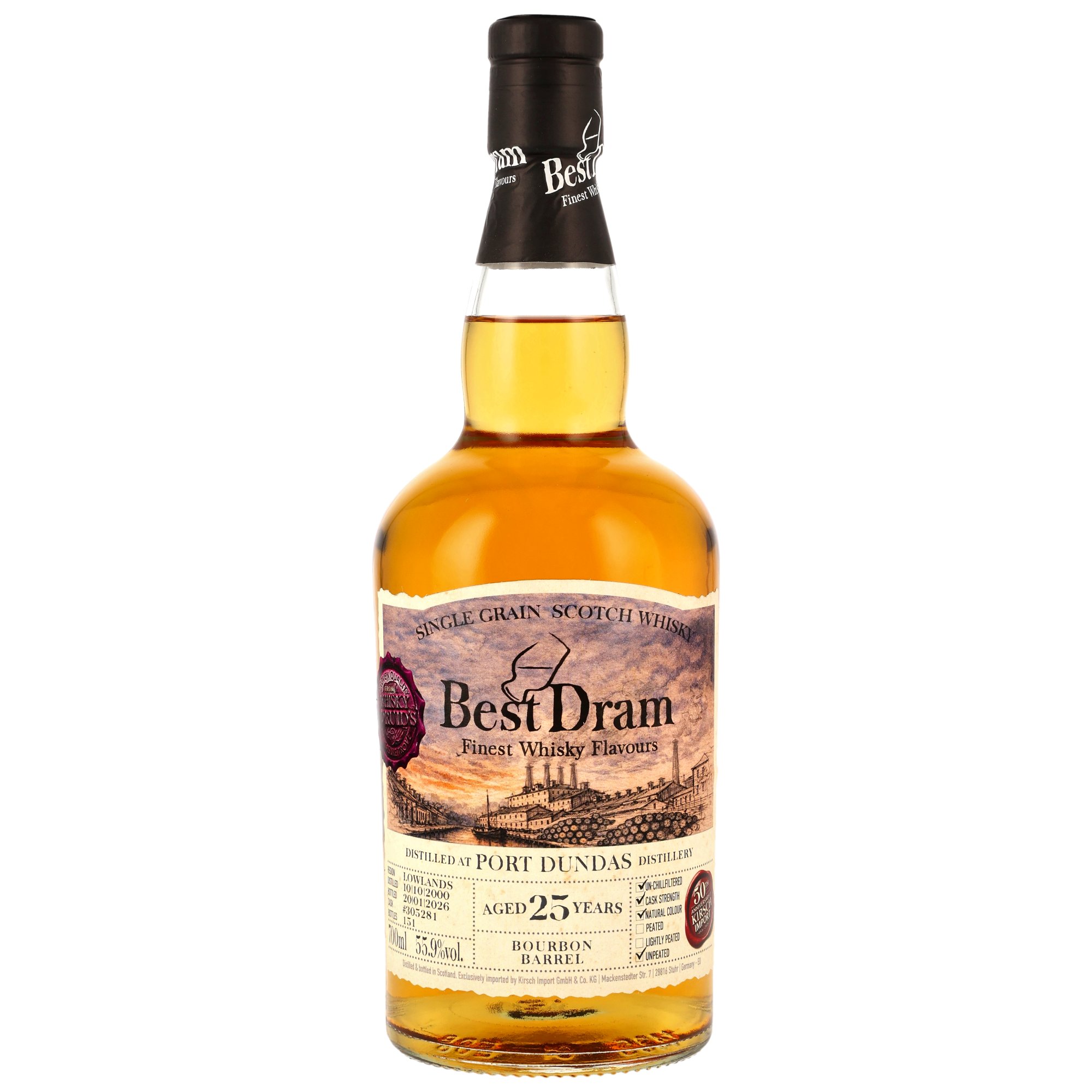 Port Dundas 2000/2026 - 25 y.o. - Bourbon Barrel #305281 (Best Dram) - 50th Anniversary Kirsch Import