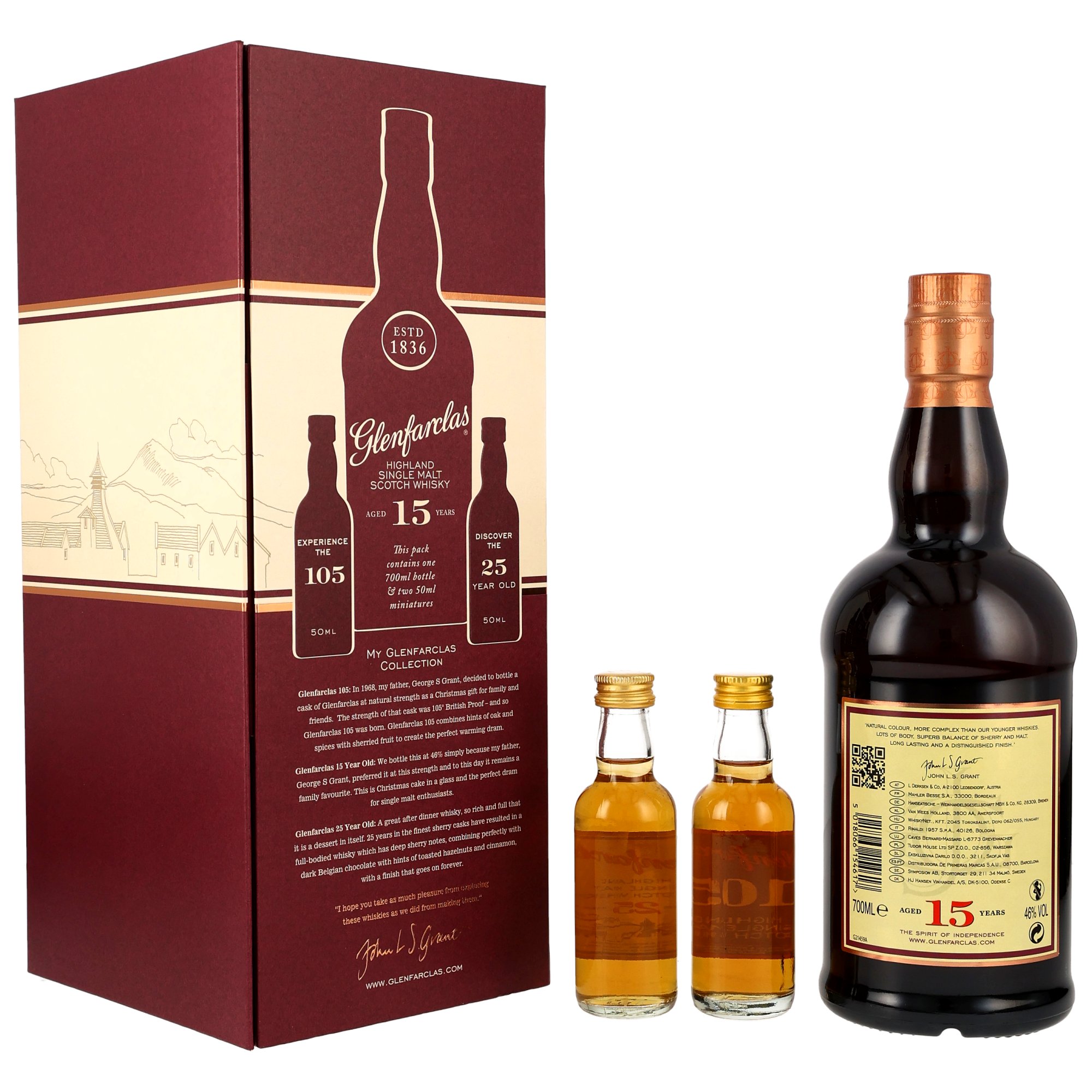 Glenfarclas 15 y.o. + 2 Minis (105 / 25 y.o.) Neue Ausstattung 2026