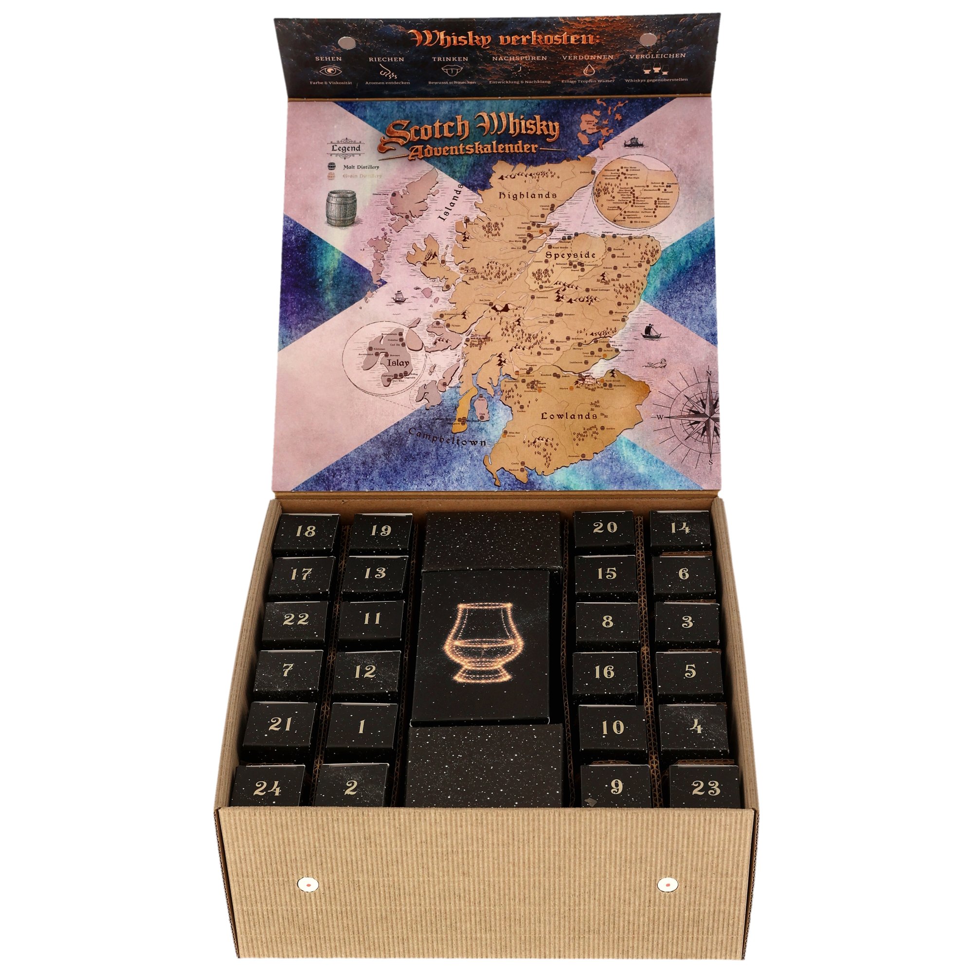 Adventskalender - Scotch - 24 x 0,02l | 5 VE pro Karton (2026) - mit Begleitheft