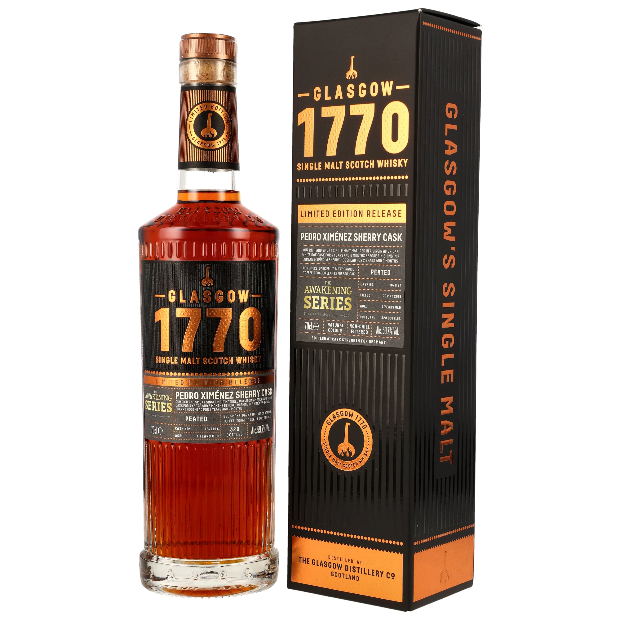 Glasgow 1770 - 2018/2025 - 7 y.o. - PX Sherry Cask #18/1194 - Peated Awakening Series
