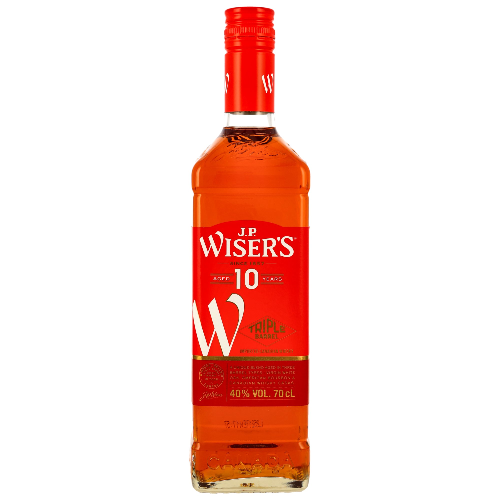 J.P.Wiser's Triple Barrel 10 y.o. Canadian Whisky Neue Ausstattung