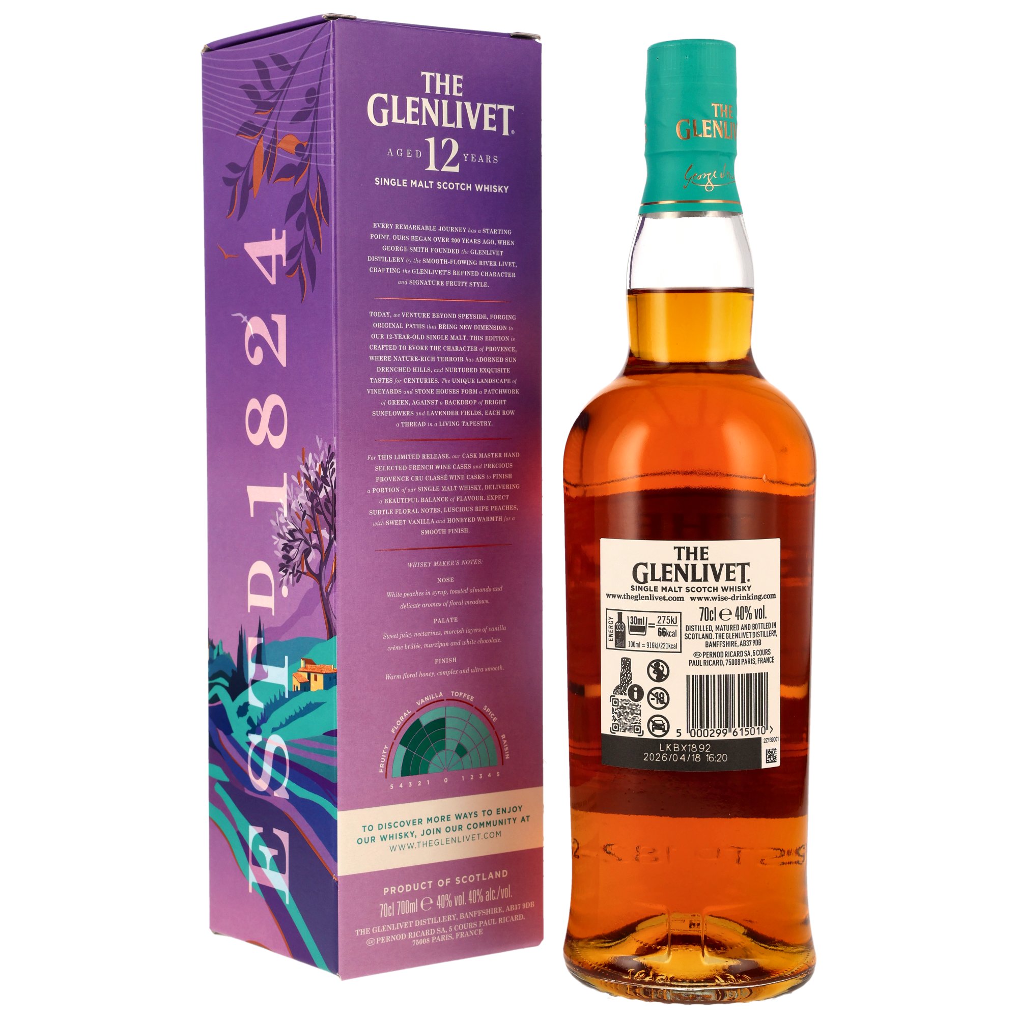 Glenlivet 12 y.o. Provence Edition - French Wine & Provence Cru Classe Wine Casks Finis