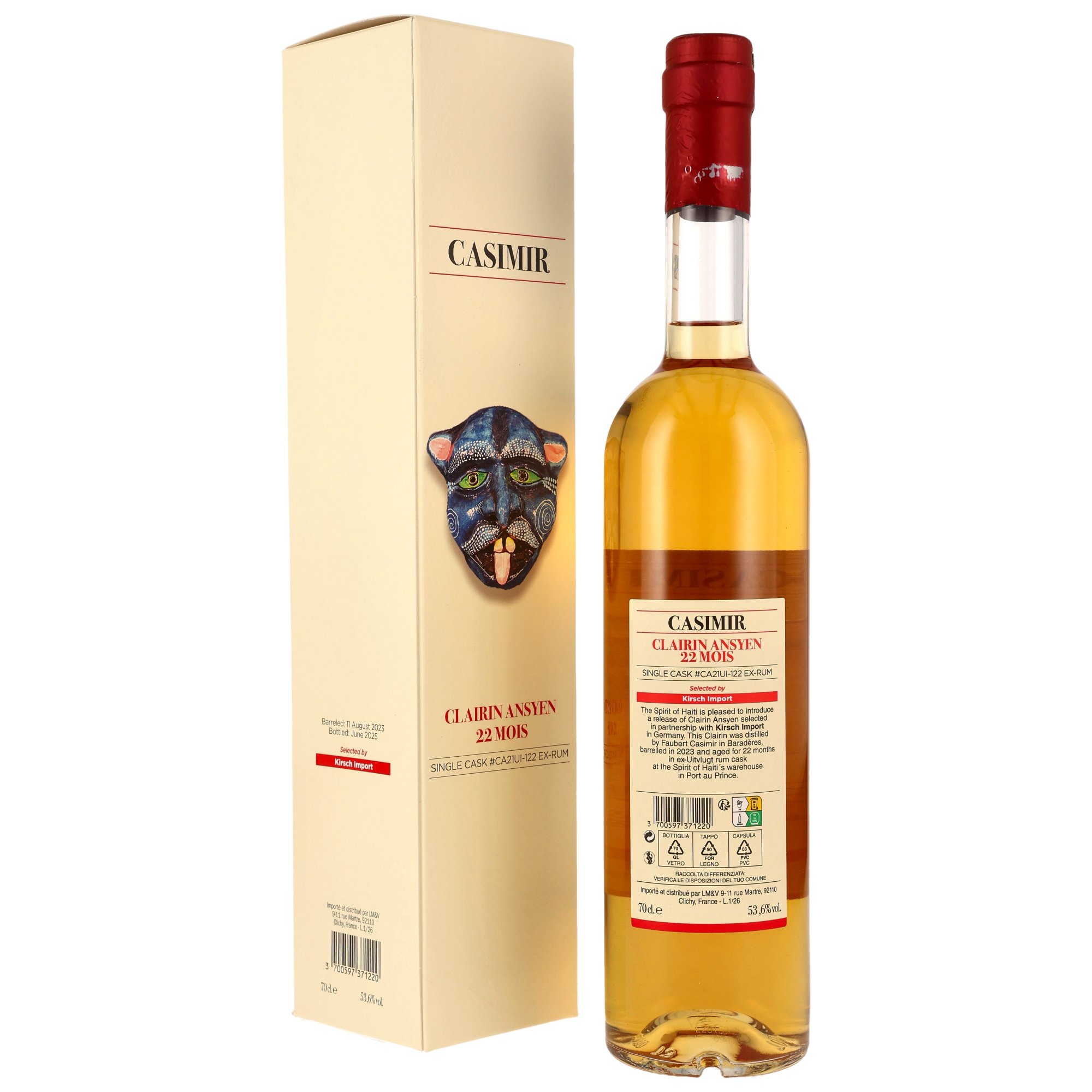Clairin Ansyen Casimir - 22 Months - Ex-Uitvlugt Rum Cask #CA21UI-122 - Kirsch