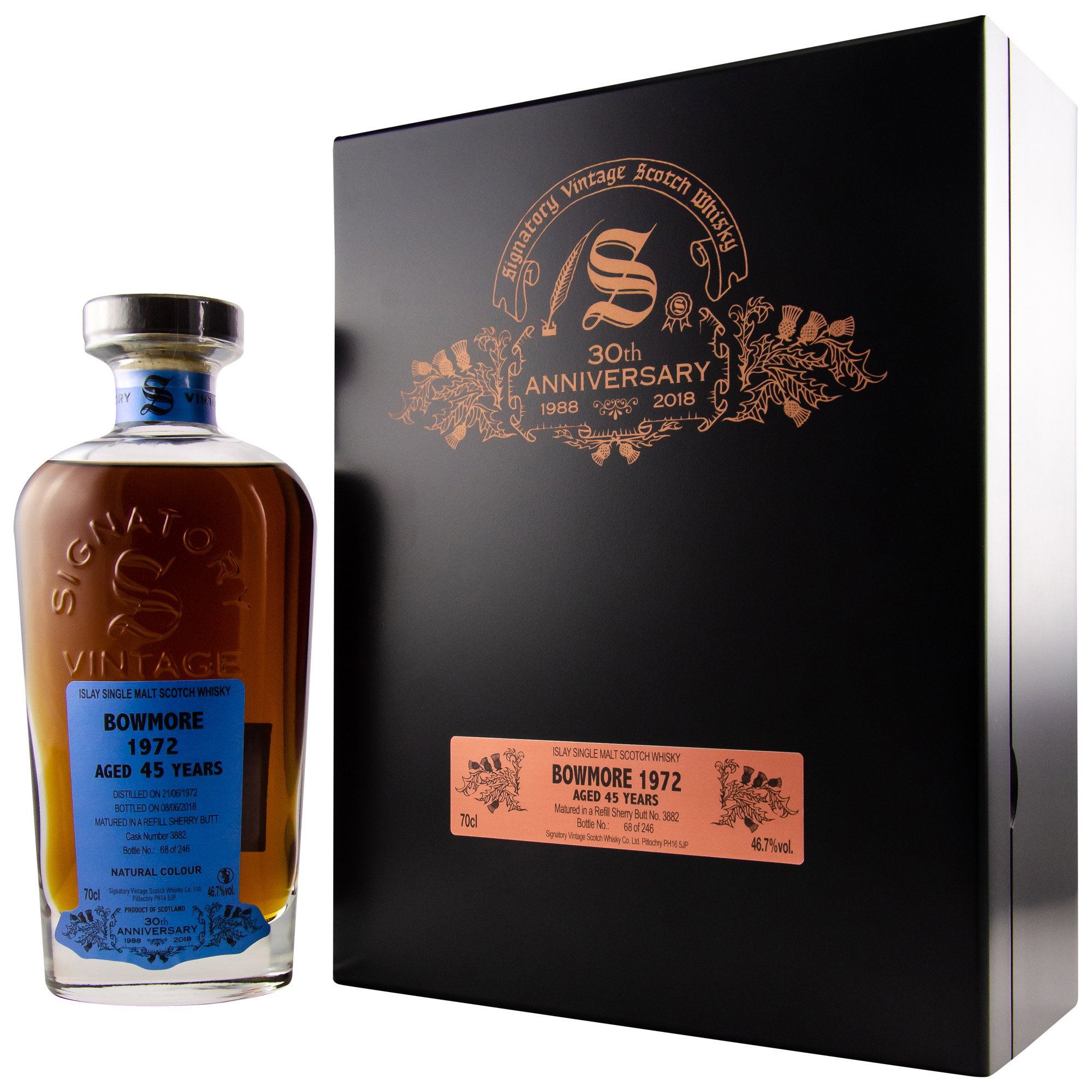 Bowmore 1972/2018 30th Anniversary + 2 Gläser