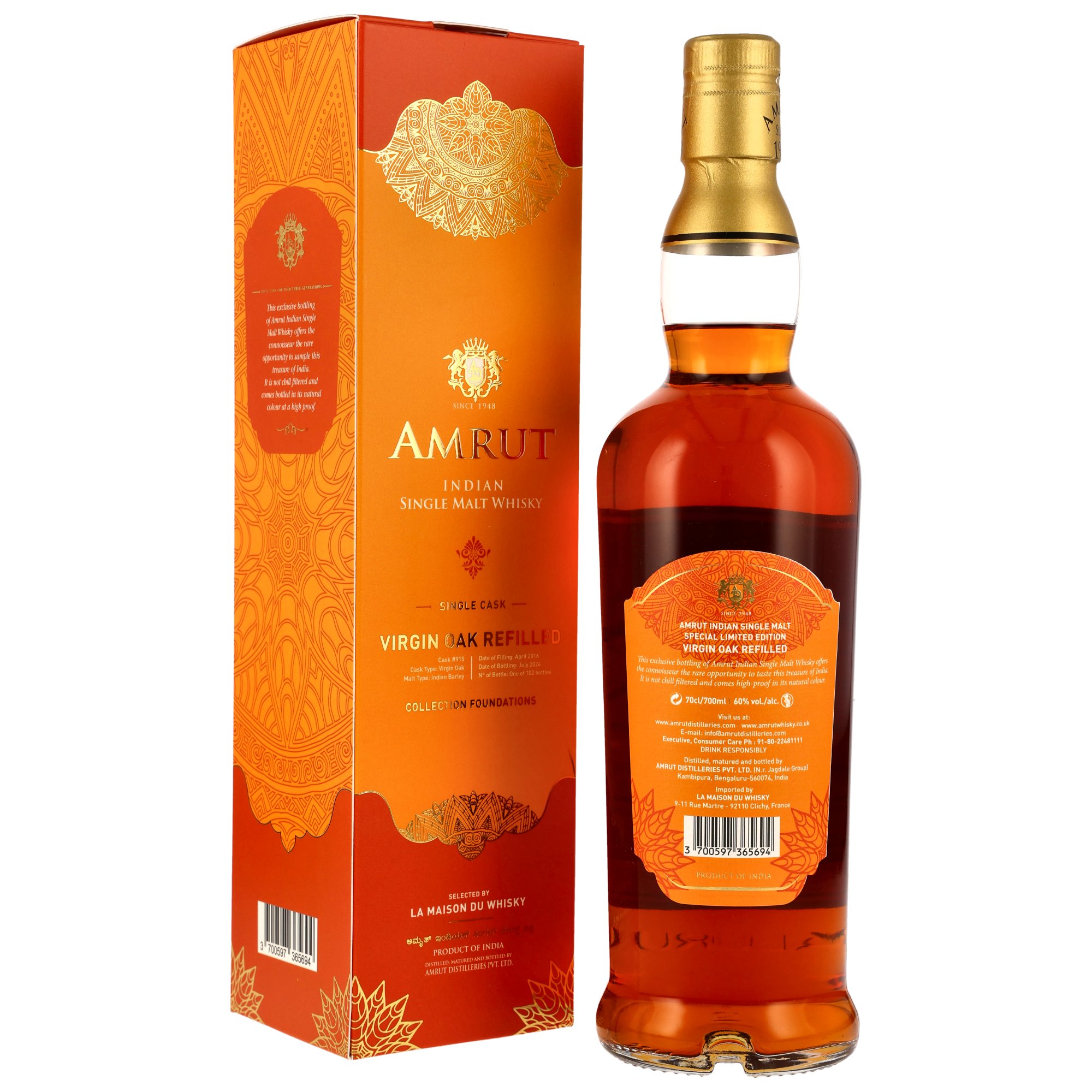 Amrut 2016/2024 - 8 y.o. - Virgin Oak Cask #915 Foundations