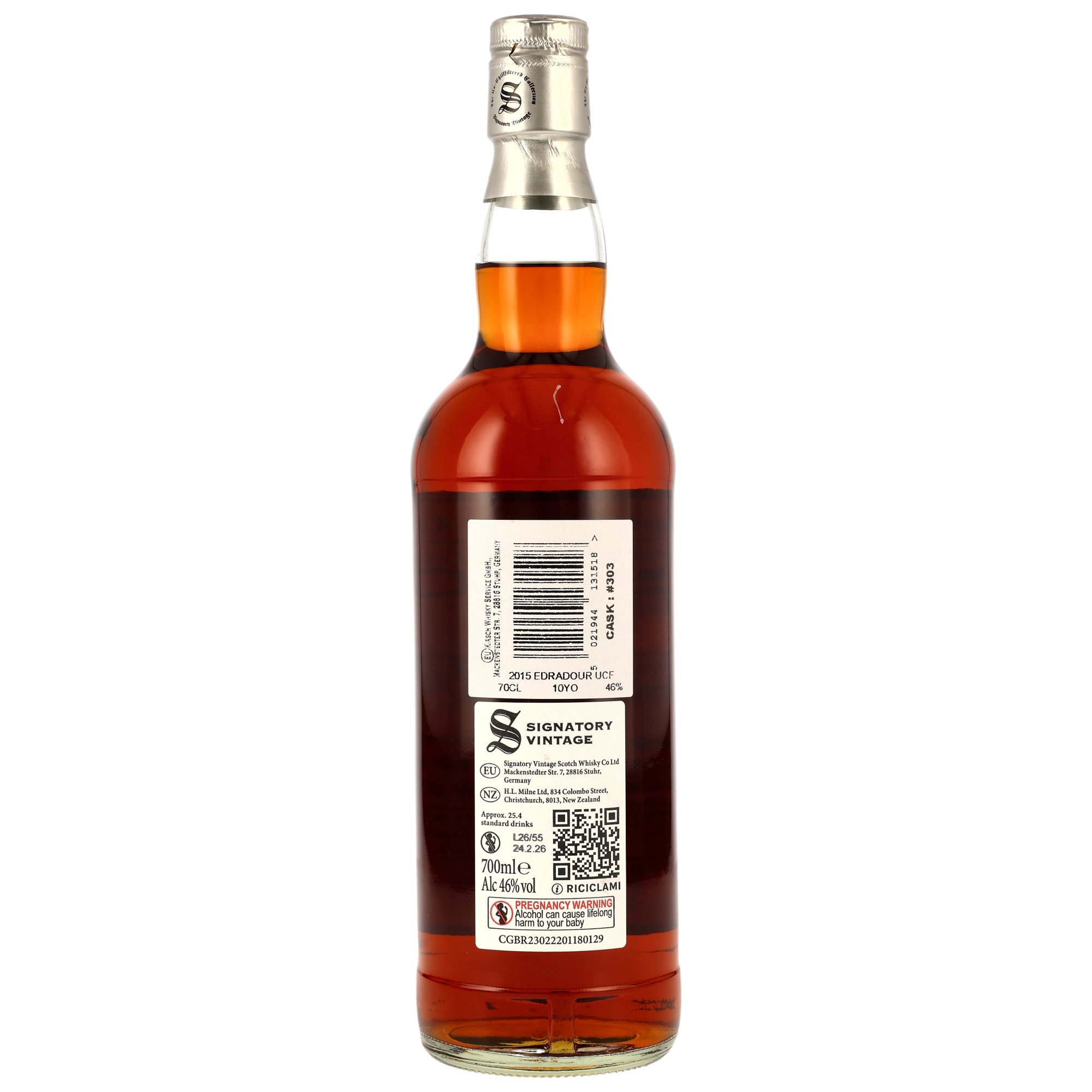 Edradour 2015/2026 - 10 y.o. - 1st Fill Oloroso Sherry Butt #303 - Sig un-chill (ohne Tube)