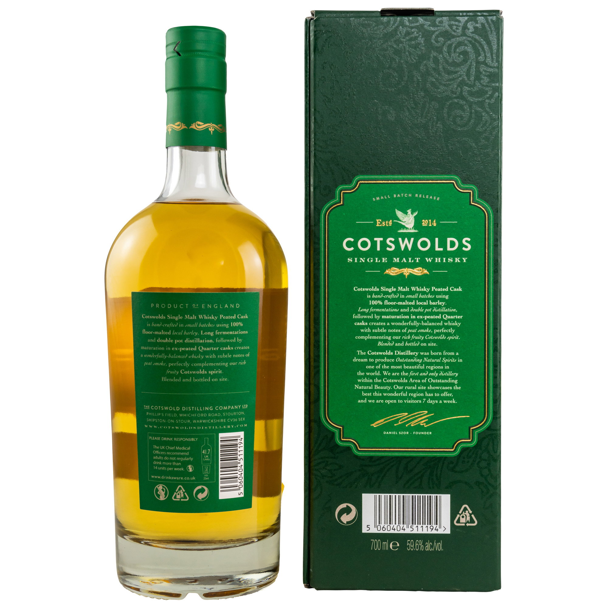 Cotswolds Peated Cask Single Malt Whisky - 59,6%