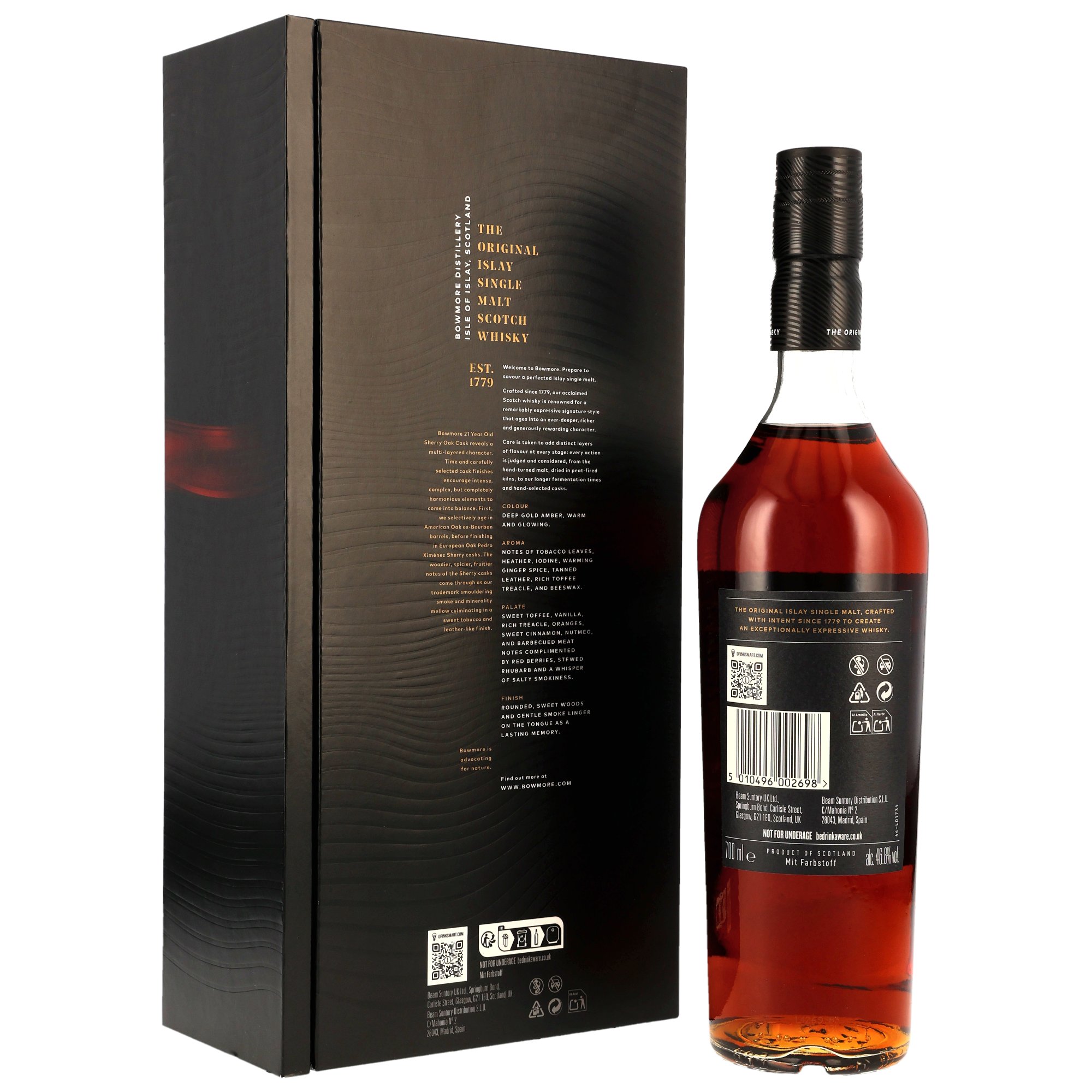 Bowmore 21 y.o. - Bourbon & Oloroso Sherry Casks, 1st Fill PX Cask Finish