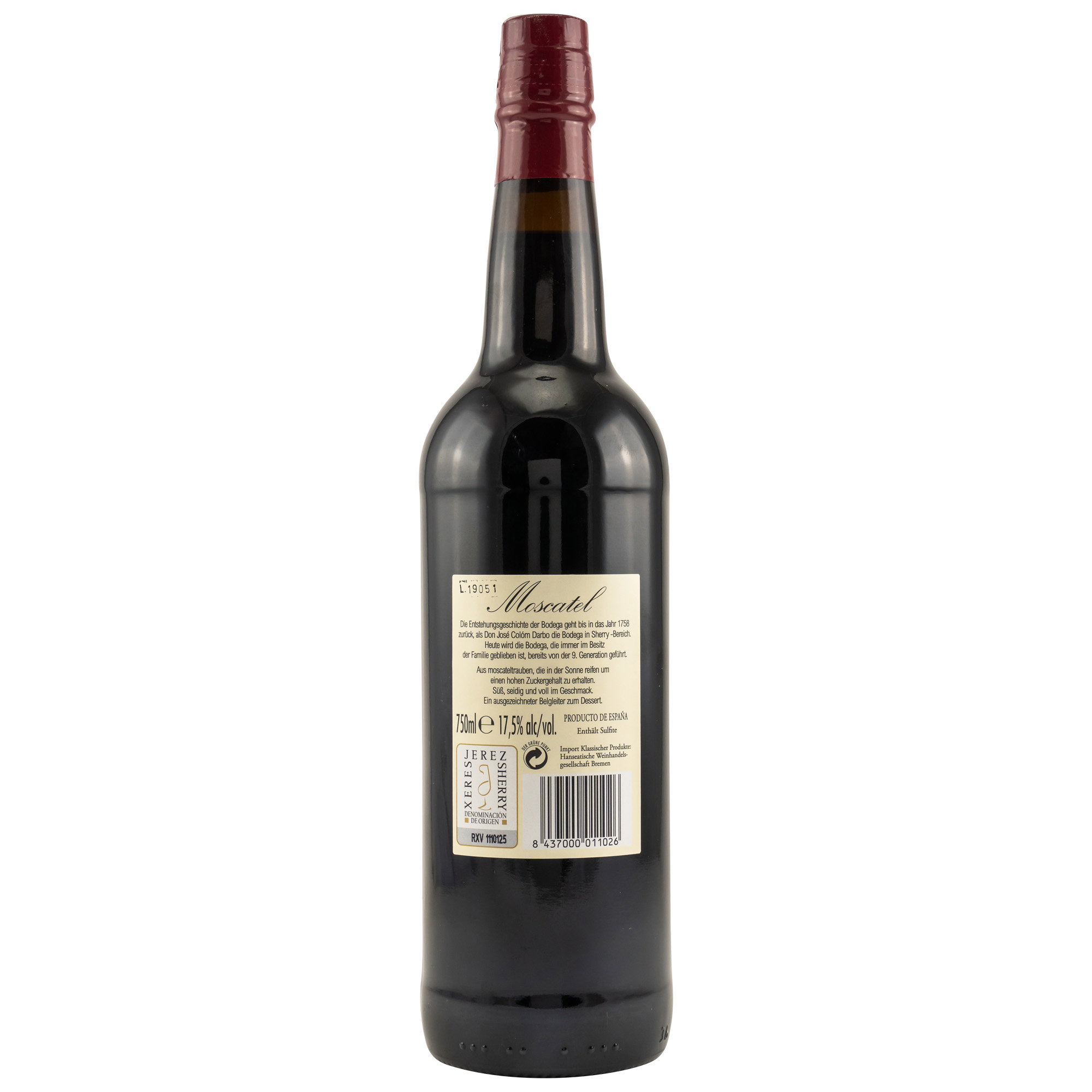 Bodegas Sherry Moscatel (Cream Sherry) - 17,50%