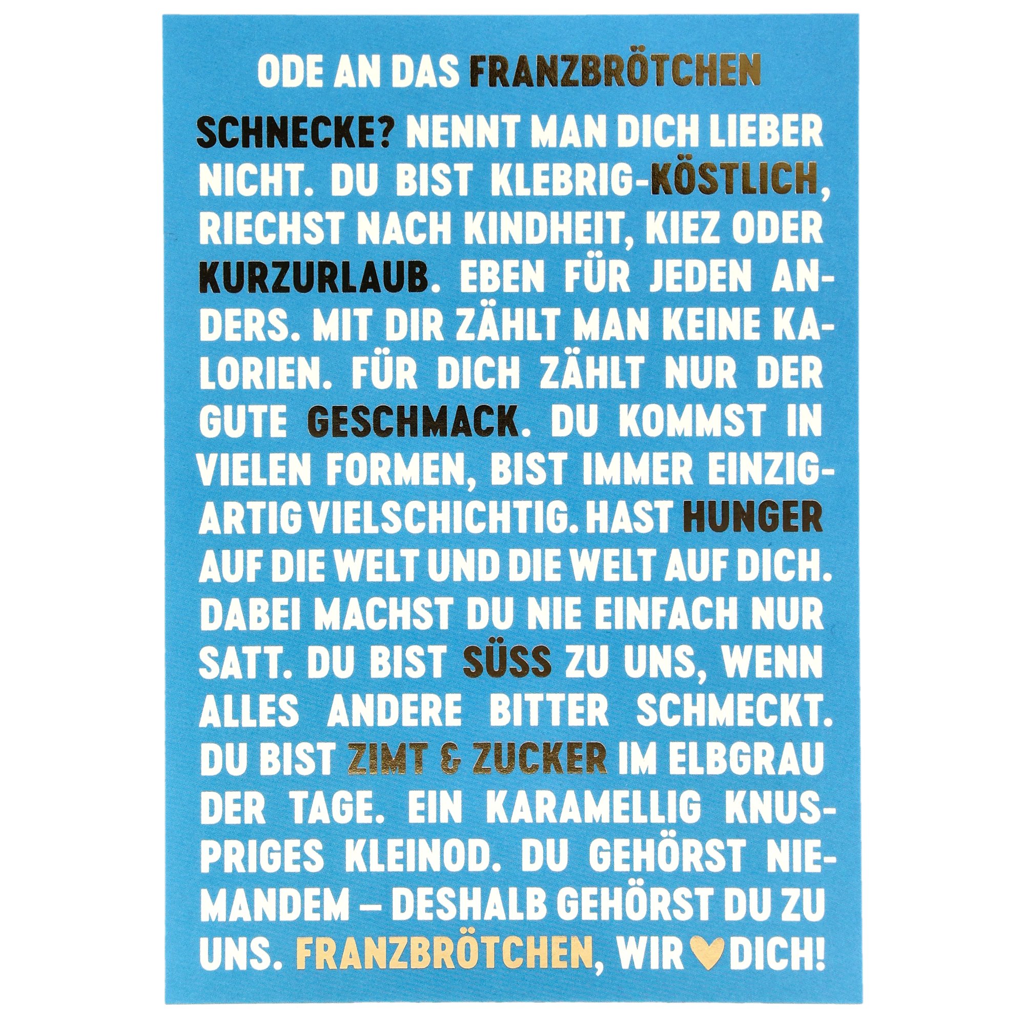 FRANZI Postkarte - Ode ans Franzbrötchen