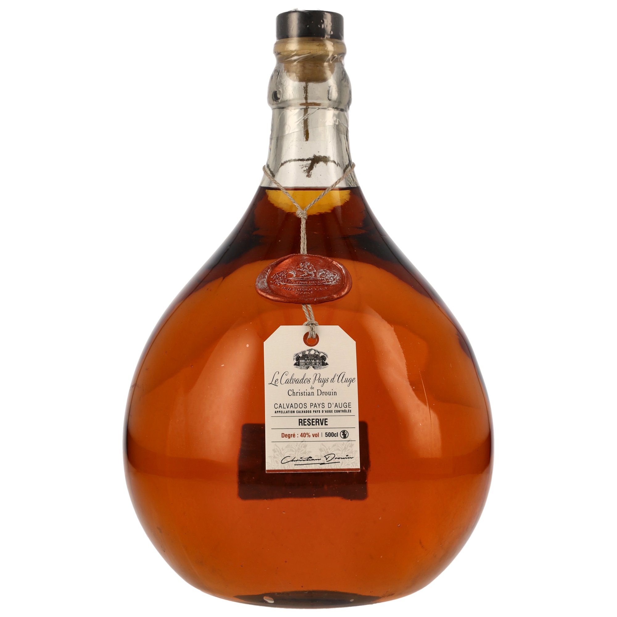 Christian Drouin Reserve Calvados Pays d'Auge - 5 l Dame Jeanne + Pipette 45cm