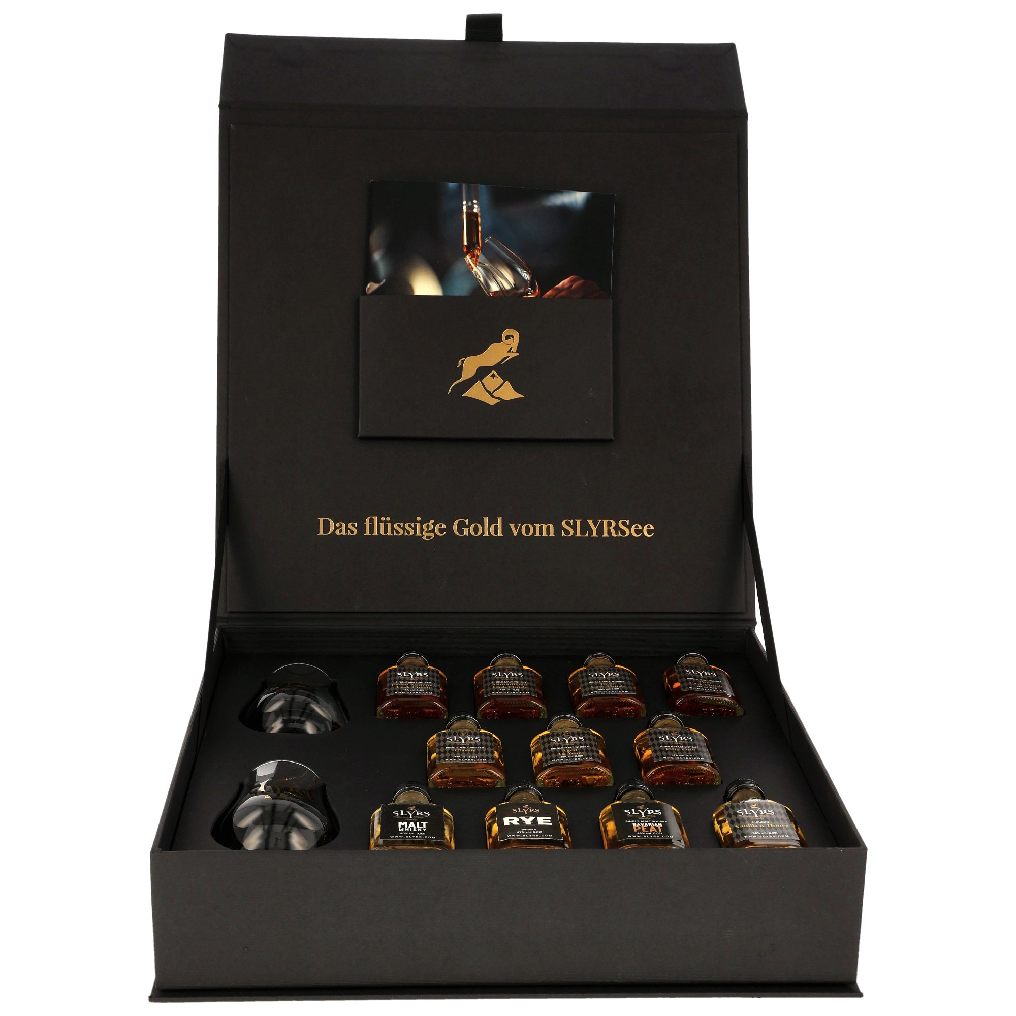 Slyrs Tastingbox 11x0,02l + 2 Gläser