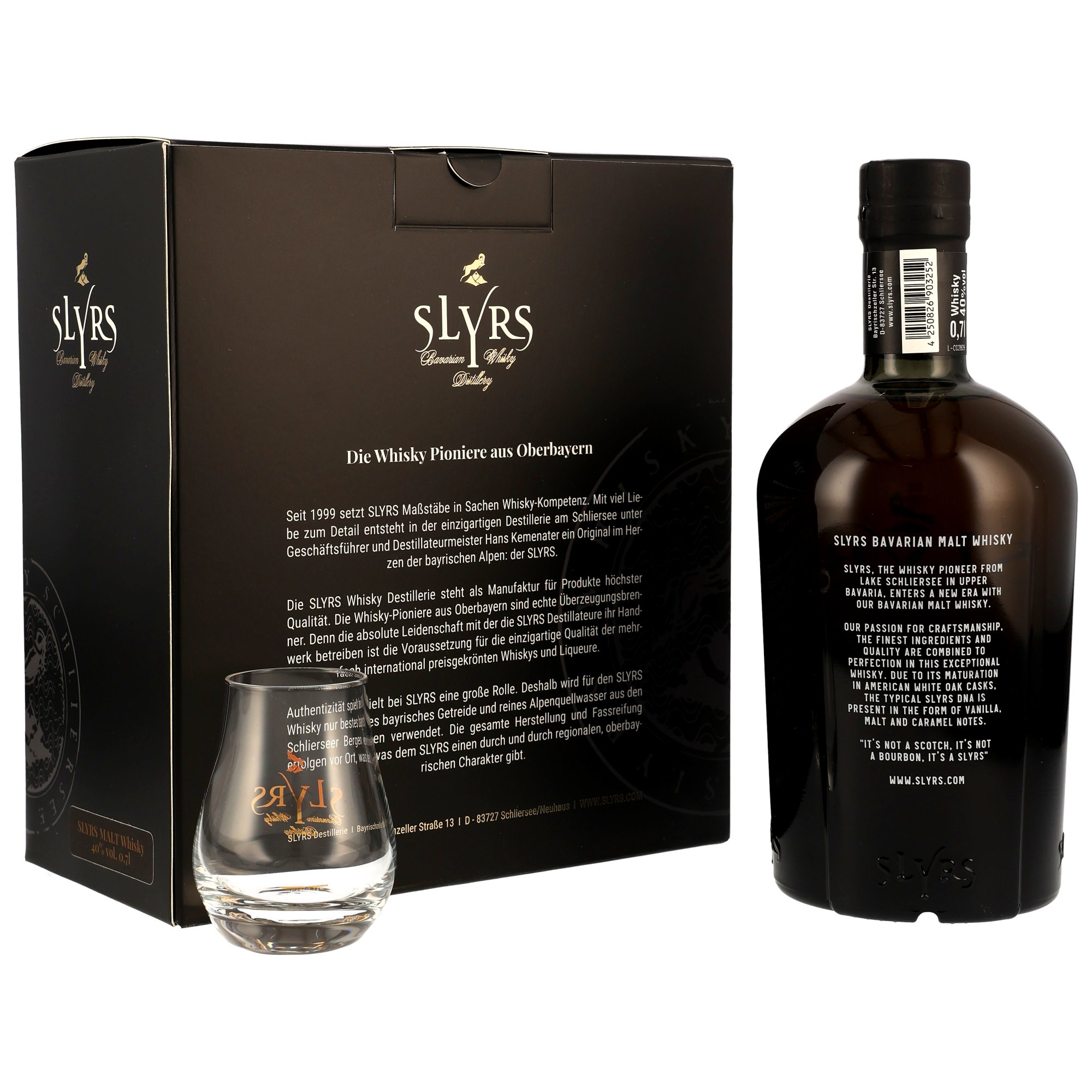 Slyrs Malt Whisky mit Glas