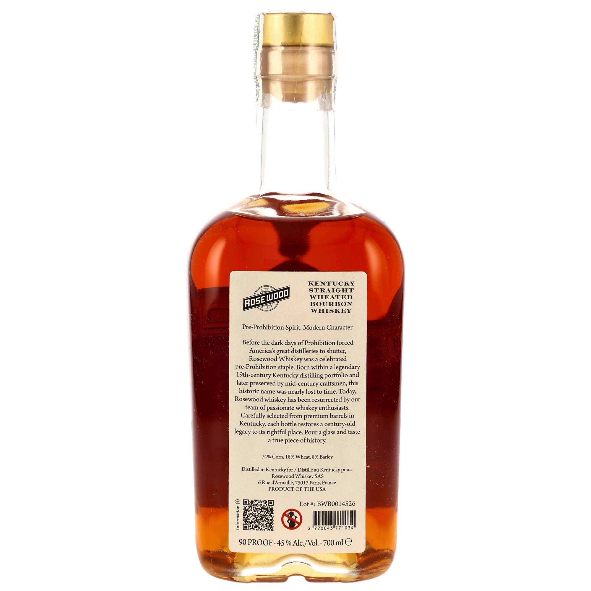 Rosewood Kentucky Straight Wheated Bourbon Whiskey Small Batch