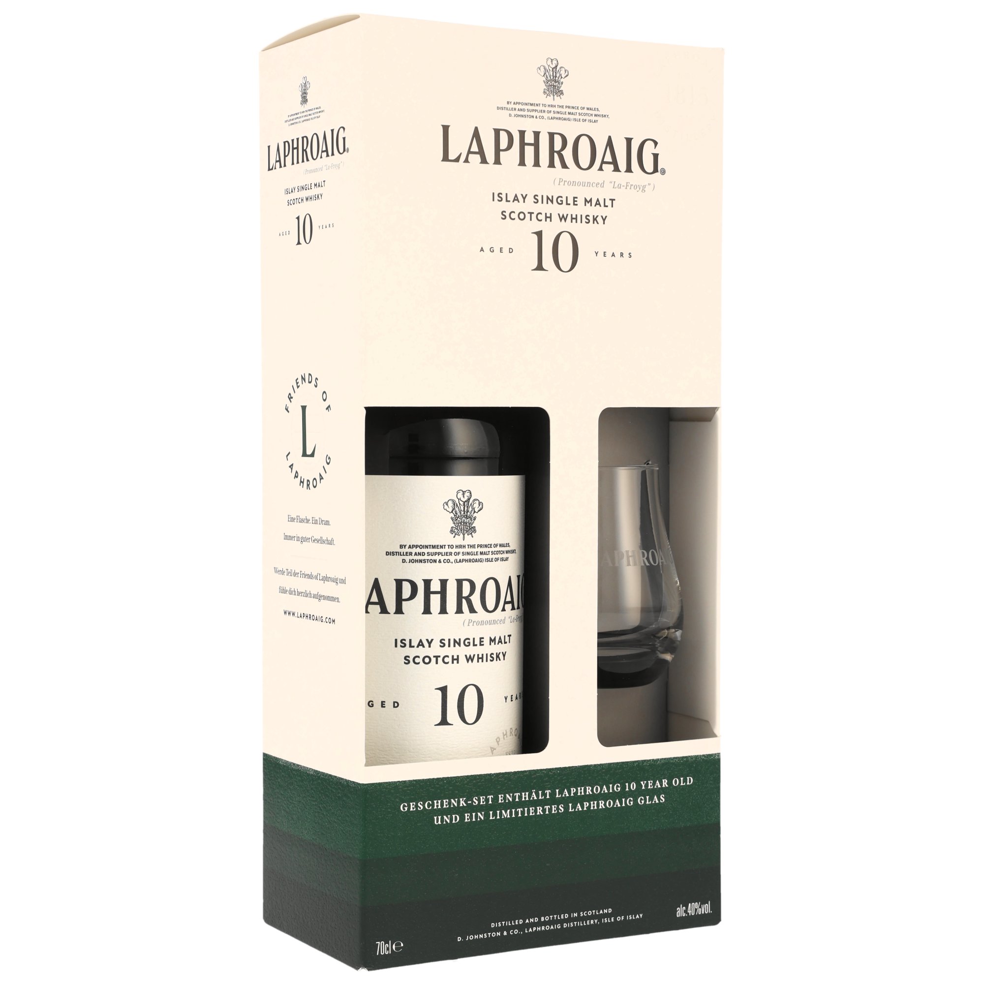 Laphroaig 10 y.o. mit 1 Glas - Neue Ausstattung