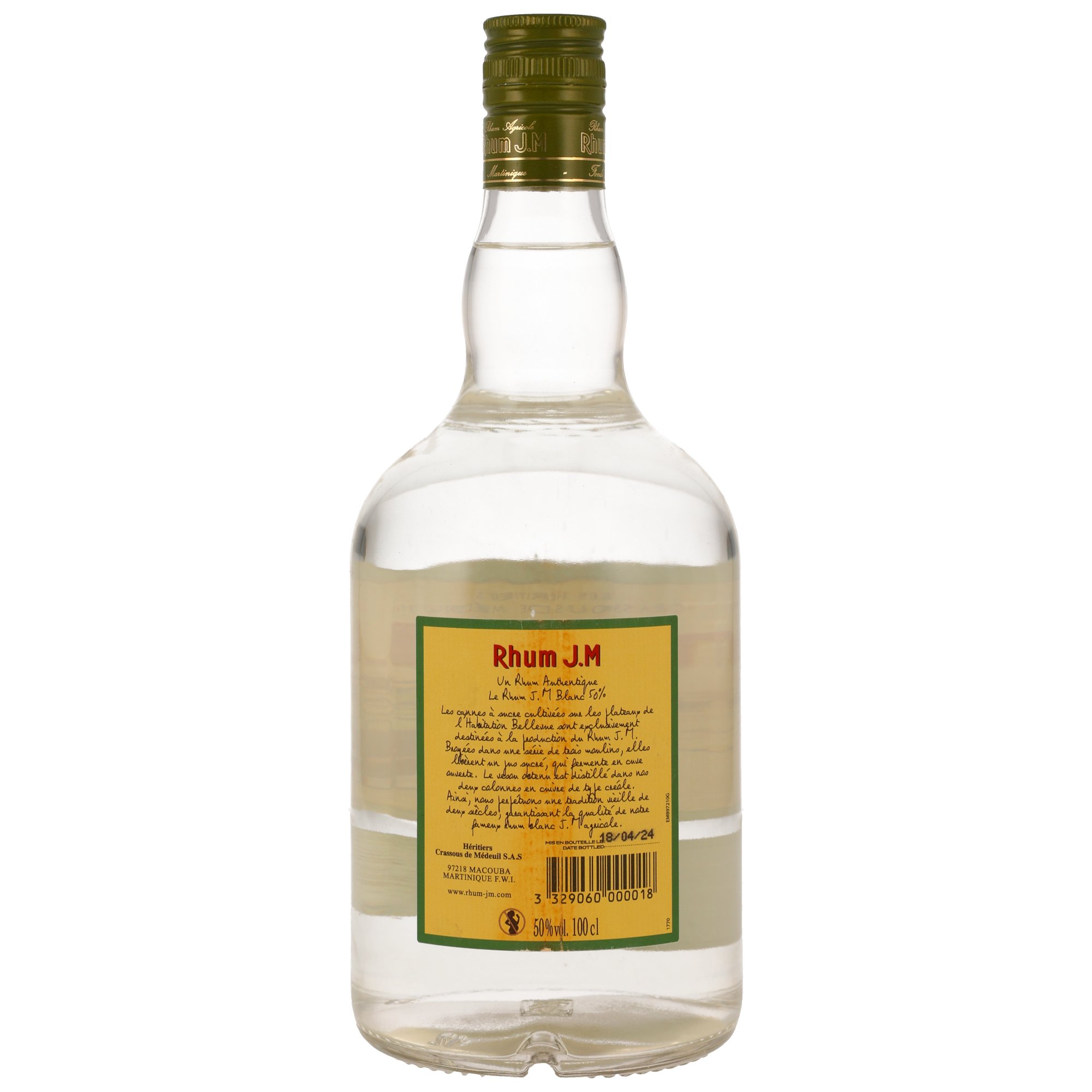 Rhum J.M White Rhum 50% - LITER - Etikett mit Mängeln