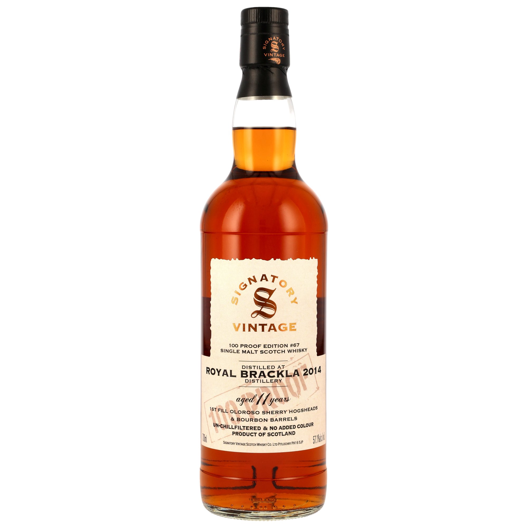 Royal Brackla 2014/2025 - 11 y.o. - 1st Fill Oloroso Sherry & Bourbon Casks - Signatory 100 PROOF Edition #67