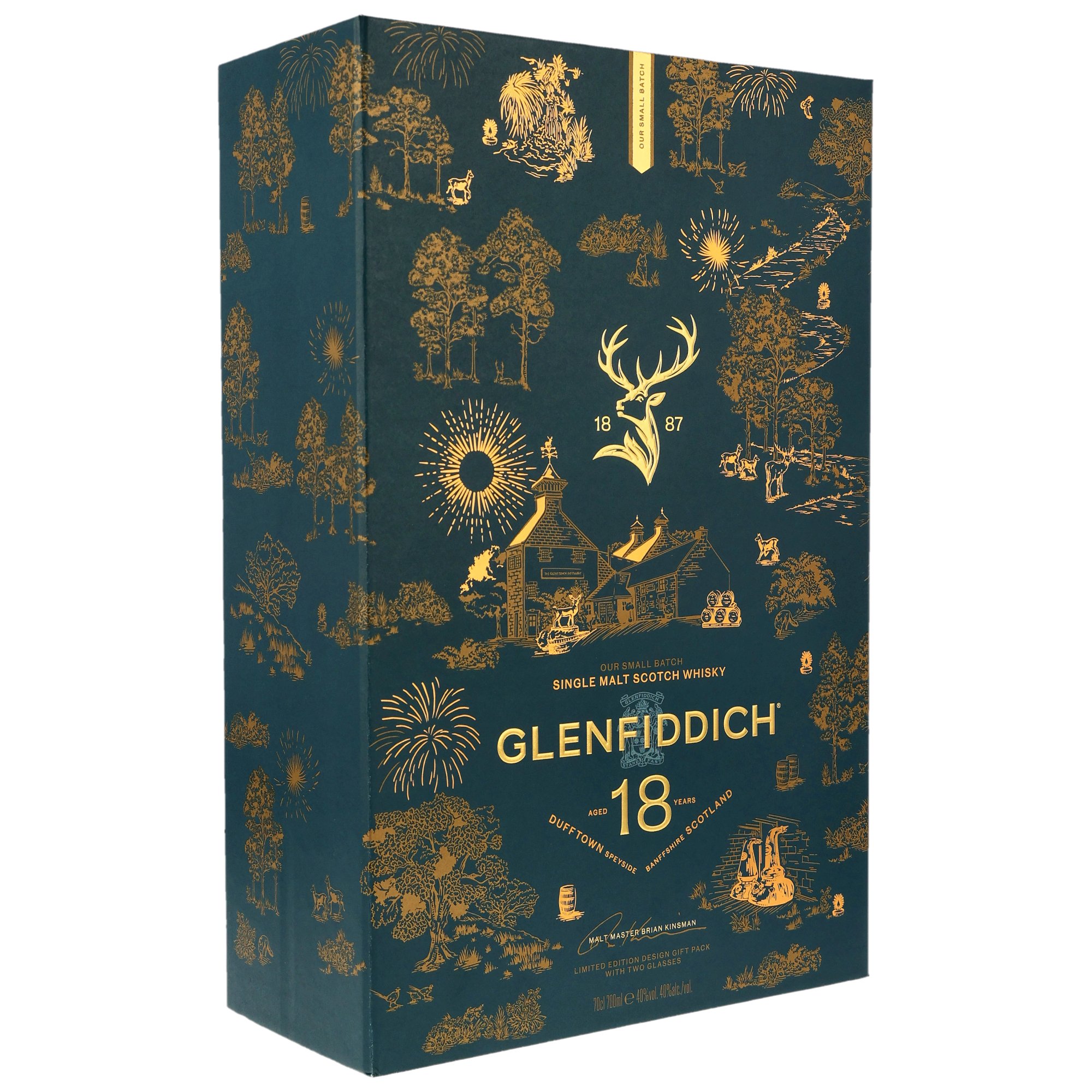 Glenfiddich 18 y.o. Limited Edition Design 2026 mit 2 x Glencairn-Glas